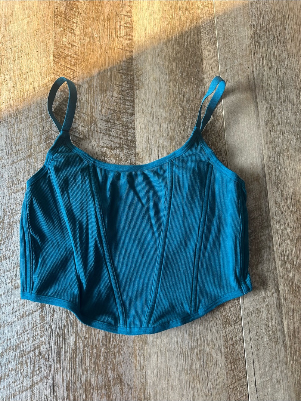 wild fable Teal Ribbed Cropped Tank Top